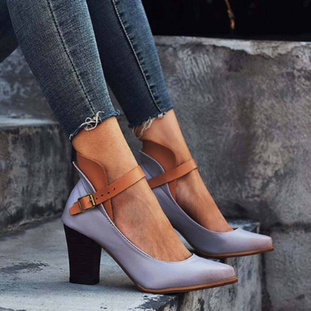 JUTI Herrnalise  Women's  Shoes  High Heel  Buckle Patchwork  Pump SIZE 8